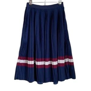 Dip Blue Pleated Midi Skirt with Stripes Size XL